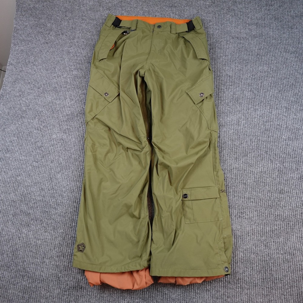 Sessions Terrain Series Snow Pants Mens 34x30 Green RECCO Ski Snowboard